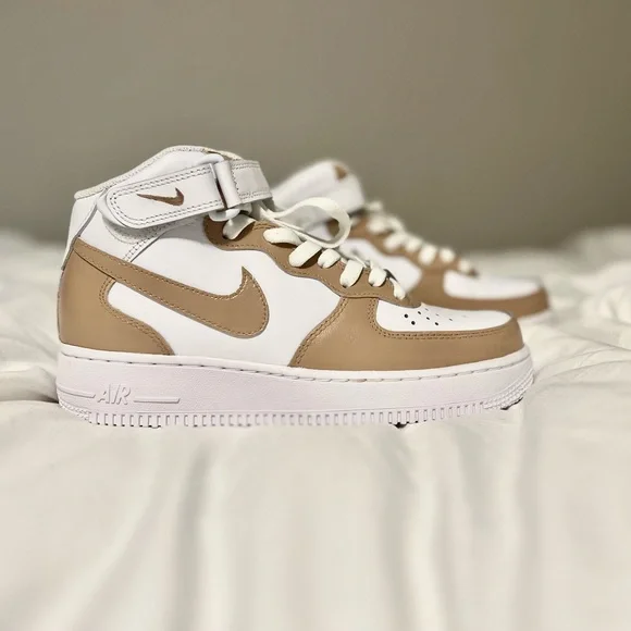 Custom Nike Tan Nike Air Force High Top Nike Shoes Beige Custom
